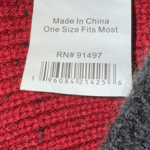 Rolling Stones Tongue Logo Beanie | Red & Black Pom Knit Winter Hat (OSFM) - Picture 7 of 10